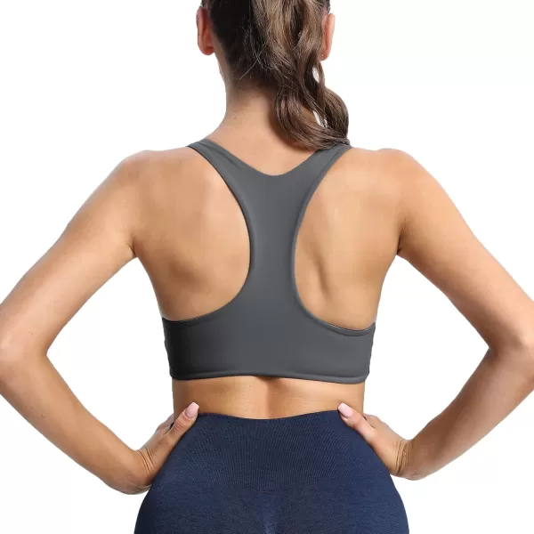 Aoxjox Womens Workout Sports Bras Fitness Backless Padded Define Sculpt Racerback Bra Yoga Crop Tank TopIron Grey