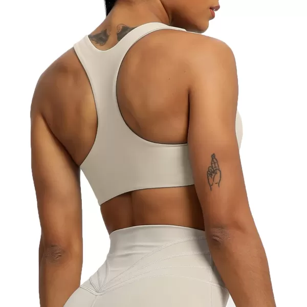 Aoxjox Womens Workout Sports Bras Fitness Backless Padded Define Sculpt Racerback Bra Yoga Crop Tank TopMink