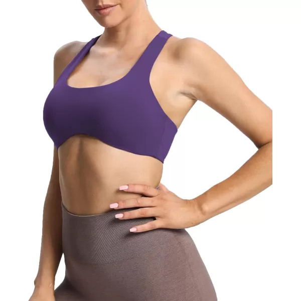 Aoxjox Womens Workout Sports Bras Fitness Backless Padded Define Sculpt Racerback Bra Yoga Crop Tank TopMulberry Purple