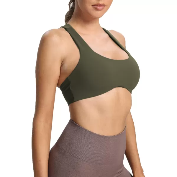 Aoxjox Womens Workout Sports Bras Fitness Backless Padded Define Sculpt Racerback Bra Yoga Crop Tank TopOlive Green