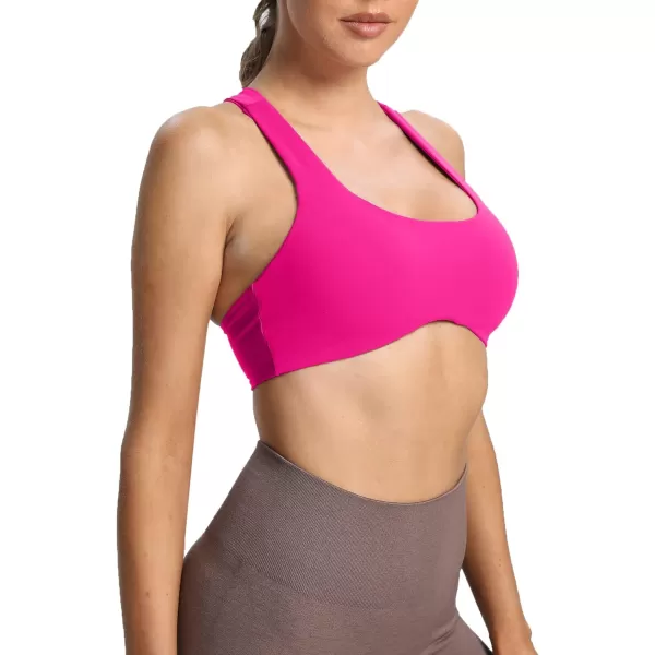 Aoxjox Womens Workout Sports Bras Fitness Backless Padded Define Sculpt Racerback Bra Yoga Crop Tank TopRose Red