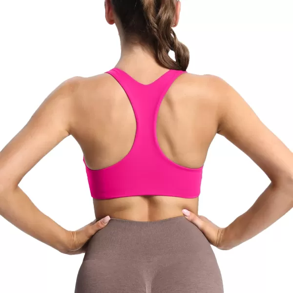 Aoxjox Womens Workout Sports Bras Fitness Backless Padded Define Sculpt Racerback Bra Yoga Crop Tank TopRose Red