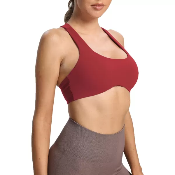 Aoxjox Womens Workout Sports Bras Fitness Backless Padded Define Sculpt Racerback Bra Yoga Crop Tank TopRumba Red