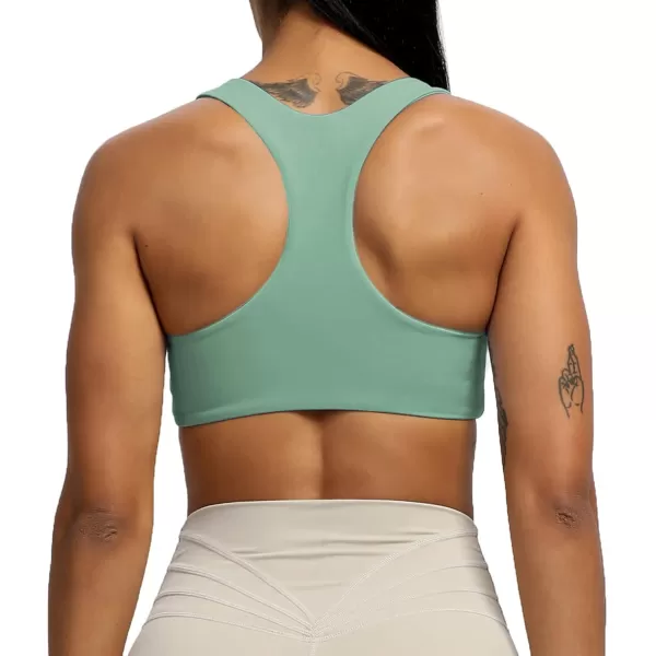 Aoxjox Womens Workout Sports Bras Fitness Backless Padded Define Sculpt Racerback Bra Yoga Crop Tank TopSage Green