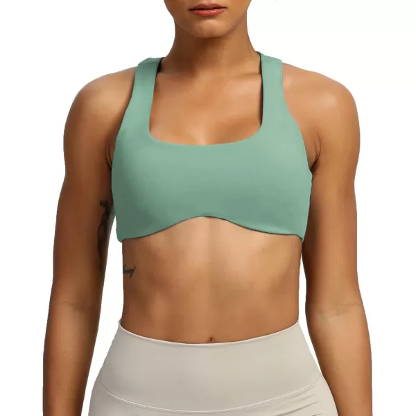 Aoxjox Womens Workout Sports Bras Fitness Backless Padded Define Sculpt Racerback Bra Yoga Crop Tank TopSage Green