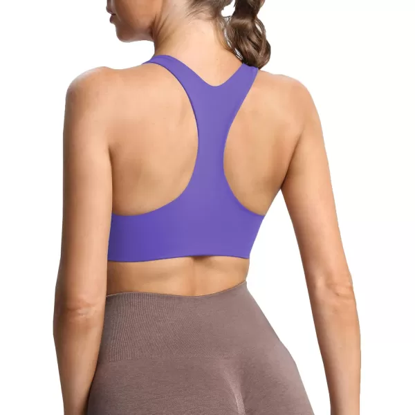 Aoxjox Womens Workout Sports Bras Fitness Backless Padded Define Sculpt Racerback Bra Yoga Crop Tank TopViolet