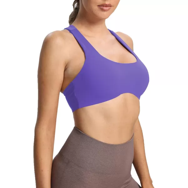 Aoxjox Womens Workout Sports Bras Fitness Backless Padded Define Sculpt Racerback Bra Yoga Crop Tank TopViolet