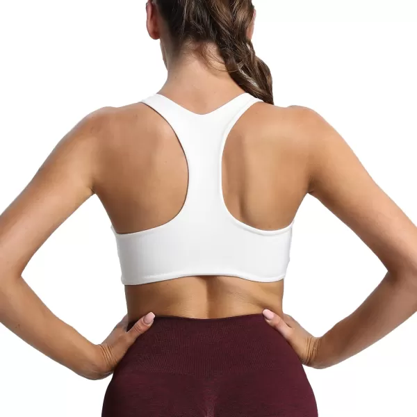 Aoxjox Womens Workout Sports Bras Fitness Backless Padded Define Sculpt Racerback Bra Yoga Crop Tank TopWhite