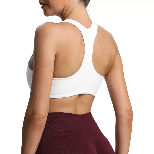 Aoxjox Womens Workout Sports Bras Fitness Backless Padded Define Sculpt Racerback Bra Yoga Crop Tank TopWhite