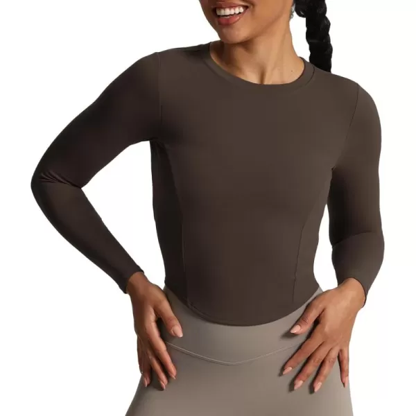 Aoxjox Long Sleeve TShirt for Women GEO Seamlines Padded Curve Longline Workout Crop TopMulch