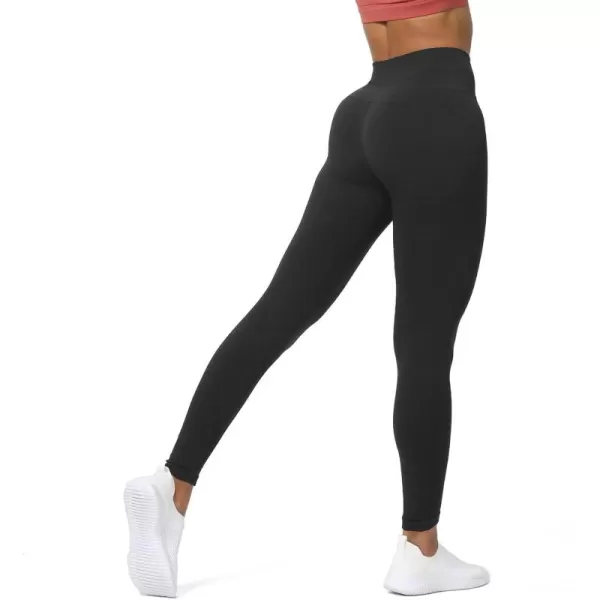 Aoxjox Seamless Legging for Women Carbon Tummy Control Workout Gym Sport Active Yoga Fitness PantsBlack