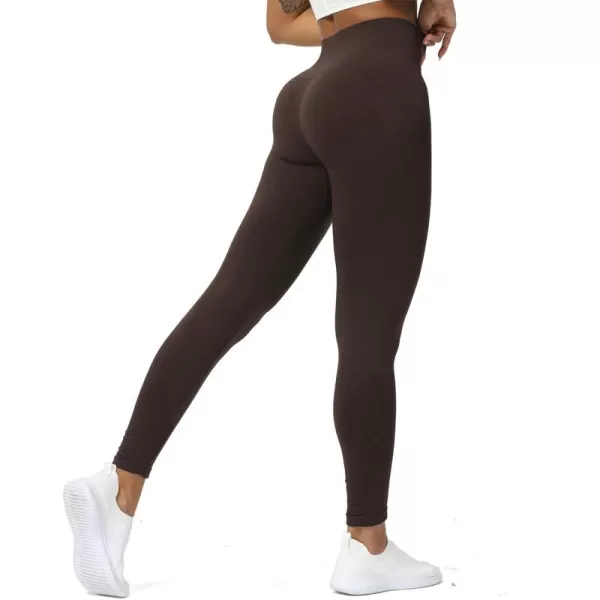 Aoxjox Seamless Legging for Women Carbon Tummy Control Workout Gym Sport Active Yoga Fitness PantsCherry Brown