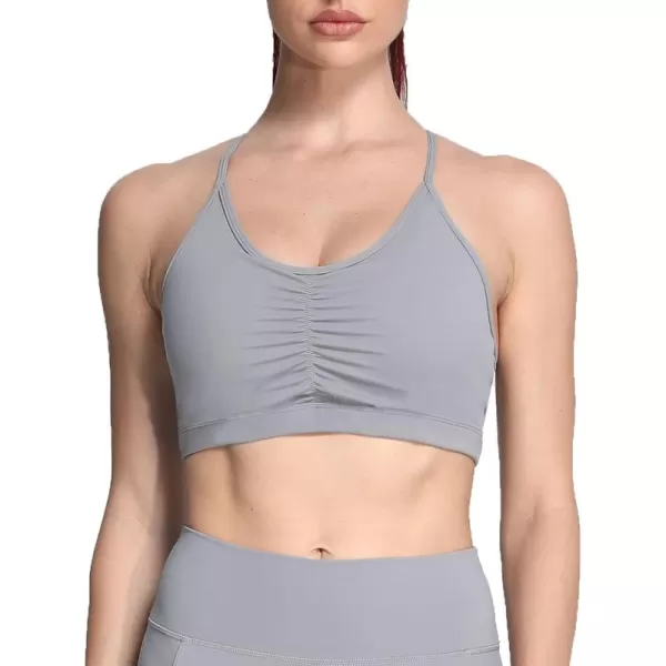 Aoxjox Sports Bras for Women Workout Fitness Ruched Training Baddie Cross Back Yoga Crop Tank TopGrey