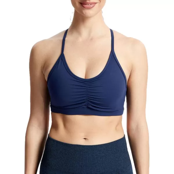 Aoxjox Sports Bras for Women Workout Fitness Ruched Training Baddie Cross Back Yoga Crop Tank TopNavy