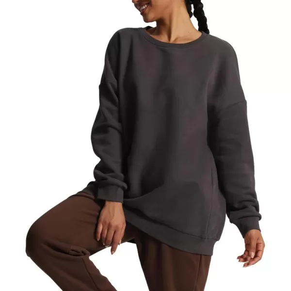 Aoxjox Womens Fleece Classic Crewneck Oversized Cloud SweatshirtIron Grey