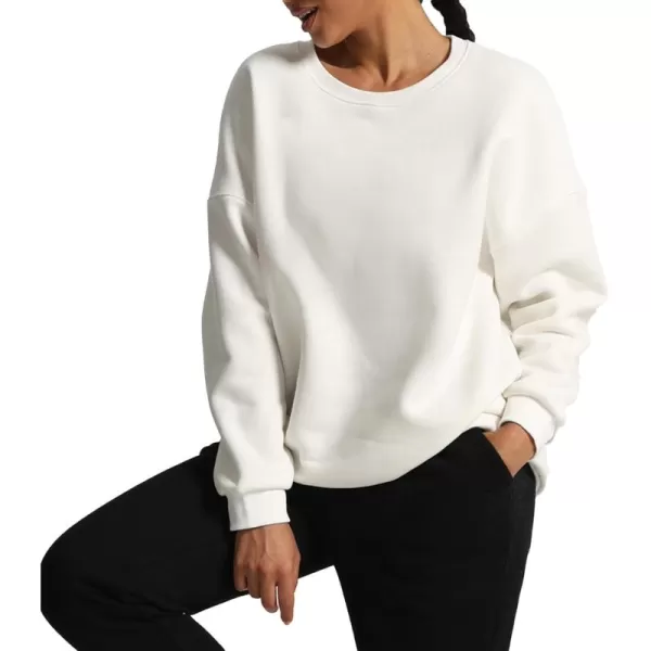 Aoxjox Womens Fleece Classic Crewneck Oversized Cloud SweatshirtWhite