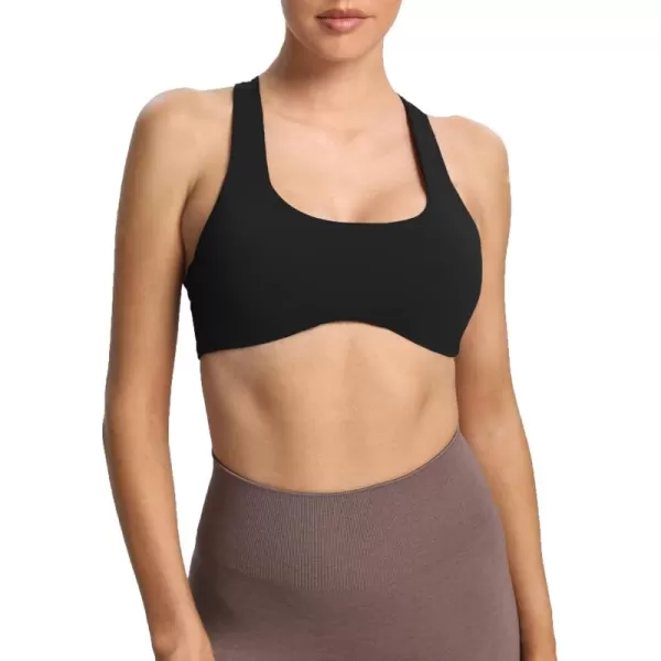 Aoxjox Womens Workout Sports Bras Fitness Backless Padded Define Sculpt Racerback Bra Yoga Crop Tank TopBlack