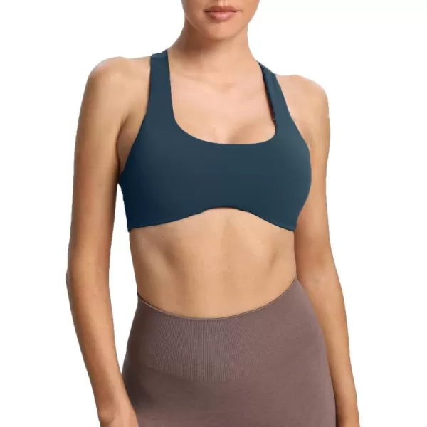 Aoxjox Womens Workout Sports Bras Fitness Backless Padded Define Sculpt Racerback Bra Yoga Crop Tank TopBlueberry