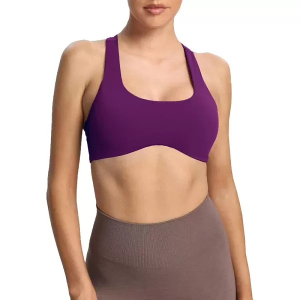 Aoxjox Womens Workout Sports Bras Fitness Backless Padded Define Sculpt Racerback Bra Yoga Crop Tank TopDark Purple