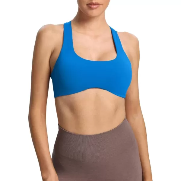 Aoxjox Womens Workout Sports Bras Fitness Backless Padded Define Sculpt Racerback Bra Yoga Crop Tank TopDirectoire Blue