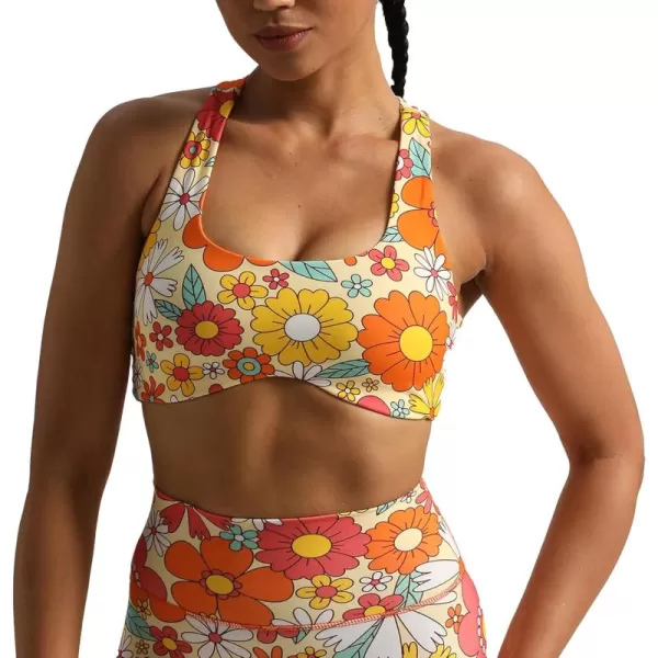 Aoxjox Womens Workout Sports Bras Fitness Backless Padded Define Sculpt Racerback Bra Yoga Crop Tank TopFlower Print
