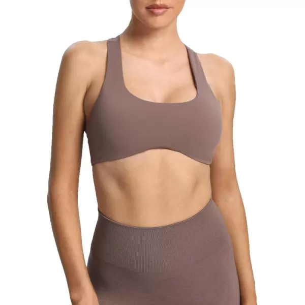 Aoxjox Womens Workout Sports Bras Fitness Backless Padded Define Sculpt Racerback Bra Yoga Crop Tank TopFudge Coffee