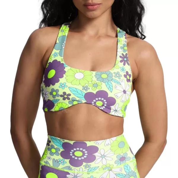 Aoxjox Womens Workout Sports Bras Fitness Backless Padded Define Sculpt Racerback Bra Yoga Crop Tank TopGreen Flower Print