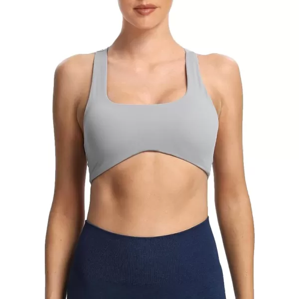 Aoxjox Womens Workout Sports Bras Fitness Backless Padded Define Sculpt Racerback Bra Yoga Crop Tank TopGrey