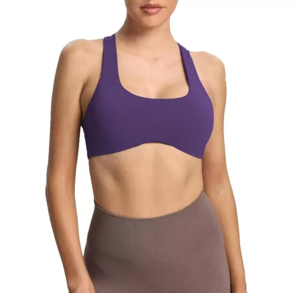 Aoxjox Womens Workout Sports Bras Fitness Backless Padded Define Sculpt Racerback Bra Yoga Crop Tank TopMulberry Purple