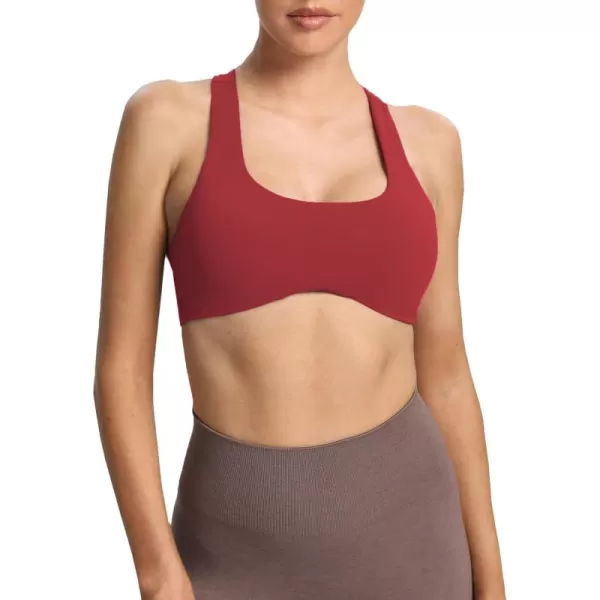 Aoxjox Womens Workout Sports Bras Fitness Backless Padded Define Sculpt Racerback Bra Yoga Crop Tank TopRumba Red