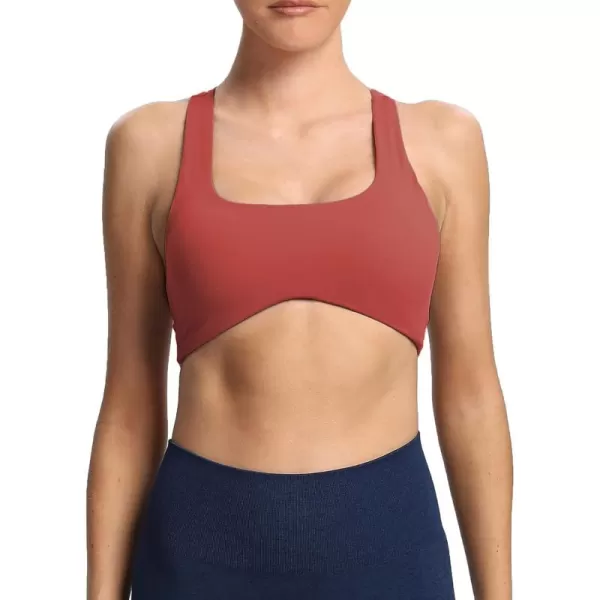 Aoxjox Womens Workout Sports Bras Fitness Backless Padded Define Sculpt Racerback Bra Yoga Crop Tank TopRust Red