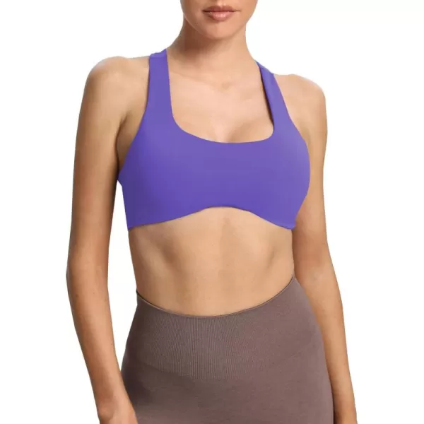 Aoxjox Womens Workout Sports Bras Fitness Backless Padded Define Sculpt Racerback Bra Yoga Crop Tank TopViolet