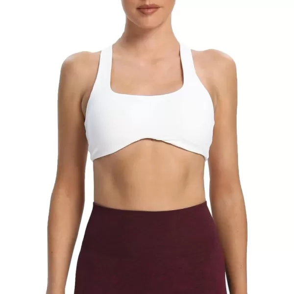 Aoxjox Womens Workout Sports Bras Fitness Backless Padded Define Sculpt Racerback Bra Yoga Crop Tank TopWhite