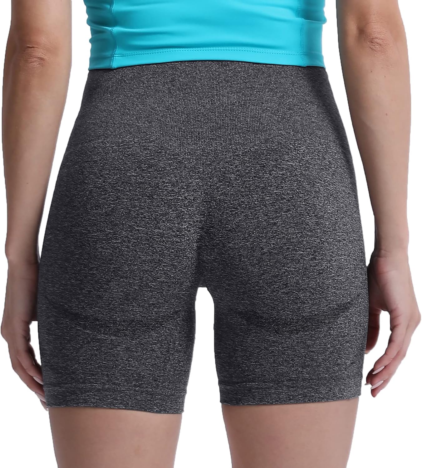 Aoxjox Contour Seamless Shorts for Women High Waist Workout Shorts Gym Biker Shorts Booty Running Yoga Shorts 5quotA Black Speckled Marl