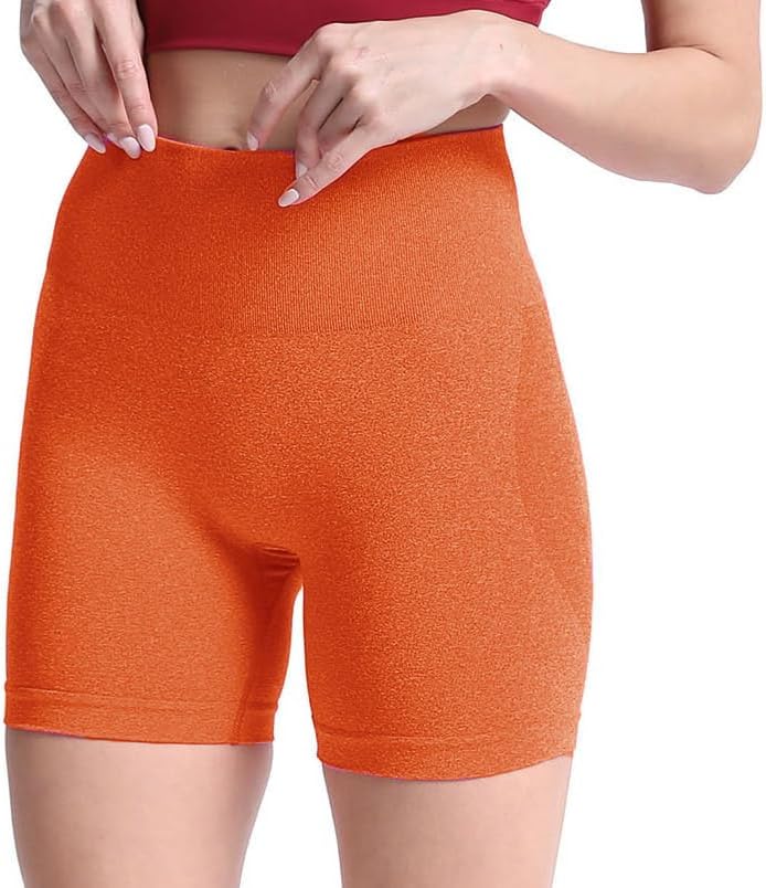 Aoxjox Contour Seamless Shorts for Women High Waist Workout Shorts Gym Biker Shorts Booty Running Yoga Shorts 5quotA Burnt Orange Marl Not Squat Proof But Cute