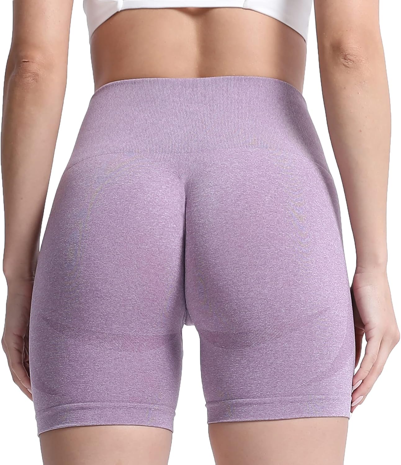 Aoxjox Contour Seamless Shorts for Women High Waist Workout Shorts Gym Biker Shorts Booty Running Yoga Shorts 5quotBerry Conserve Marl