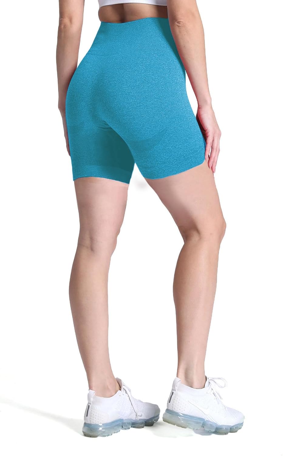 Aoxjox Contour Seamless Shorts for Women High Waist Workout Shorts Gym Biker Shorts Booty Running Yoga Shorts 5quotBlue Jewel Marl