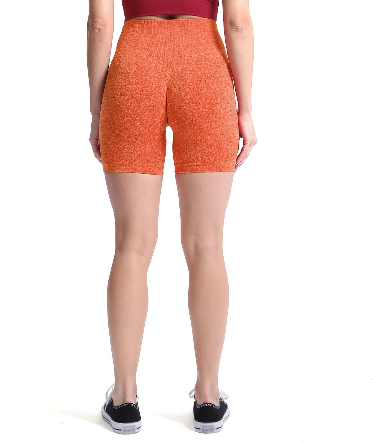 Aoxjox Contour Seamless Shorts for Women High Waist Workout Shorts Gym Biker Shorts Booty Running Yoga Shorts 5quotBurnt Orange Marl  Pro Shorts Not Squat Proof But Cute