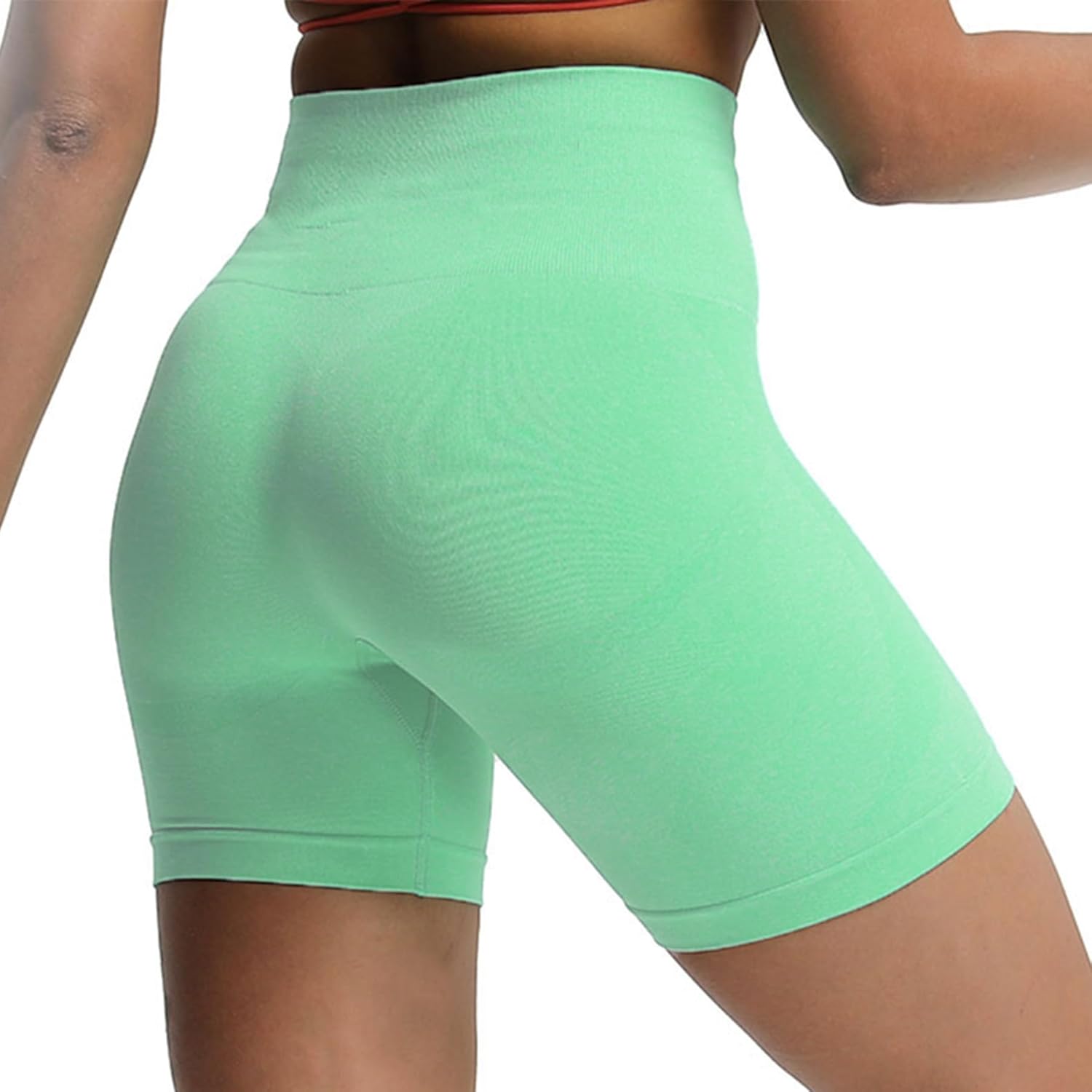 Aoxjox Contour Seamless Shorts for Women High Waist Workout Shorts Gym Biker Shorts Booty Running Yoga Shorts 5quotCabbage Green Marl Not Squat Proof But Cute