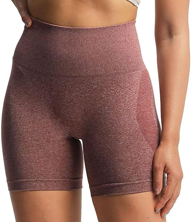 Aoxjox Contour Seamless Shorts for Women High Waist Workout Shorts Gym Biker Shorts Booty Running Yoga Shorts 5quotCherry Mahogany Marl
