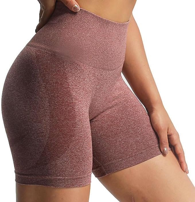 Aoxjox Contour Seamless Shorts for Women High Waist Workout Shorts Gym Biker Shorts Booty Running Yoga Shorts 5quotCherry Mahogany Marl