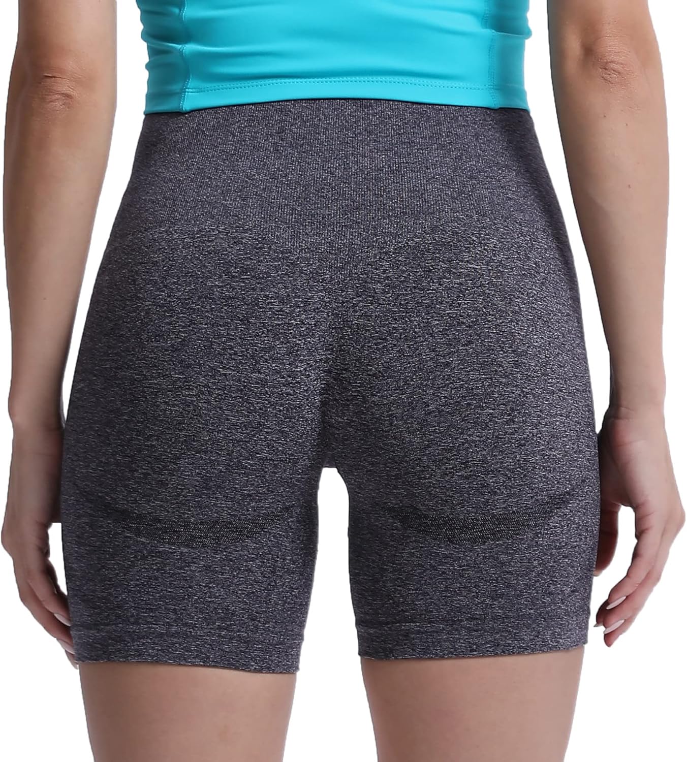 Aoxjox Contour Seamless Shorts for Women High Waist Workout Shorts Gym Biker Shorts Booty Running Yoga Shorts 5quotDark Coffee Marl