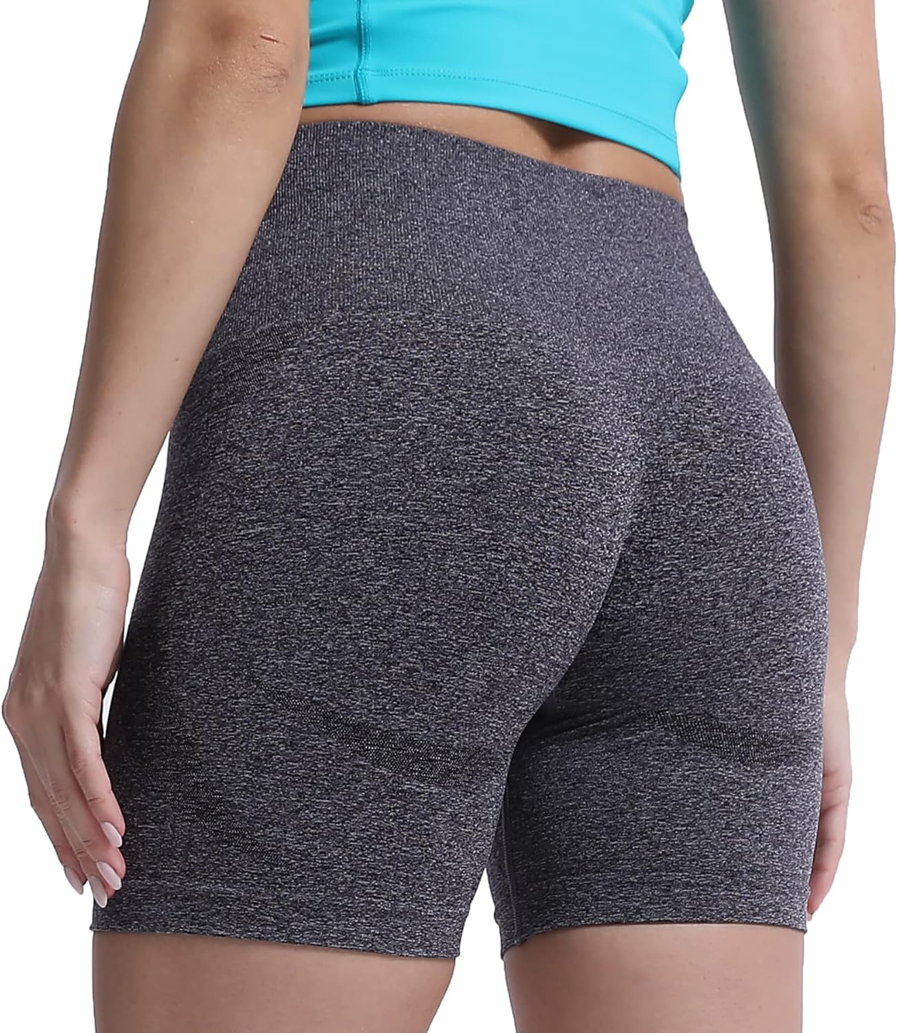 Aoxjox Contour Seamless Shorts for Women High Waist Workout Shorts Gym Biker Shorts Booty Running Yoga Shorts 5quotDark Coffee Marl