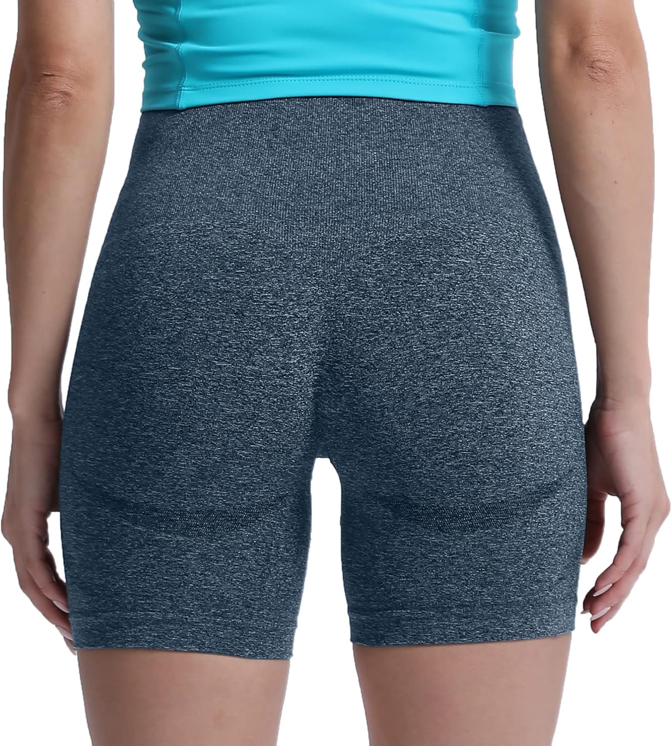 Aoxjox Contour Seamless Shorts for Women High Waist Workout Shorts Gym Biker Shorts Booty Running Yoga Shorts 5quotDeep Teal Marl