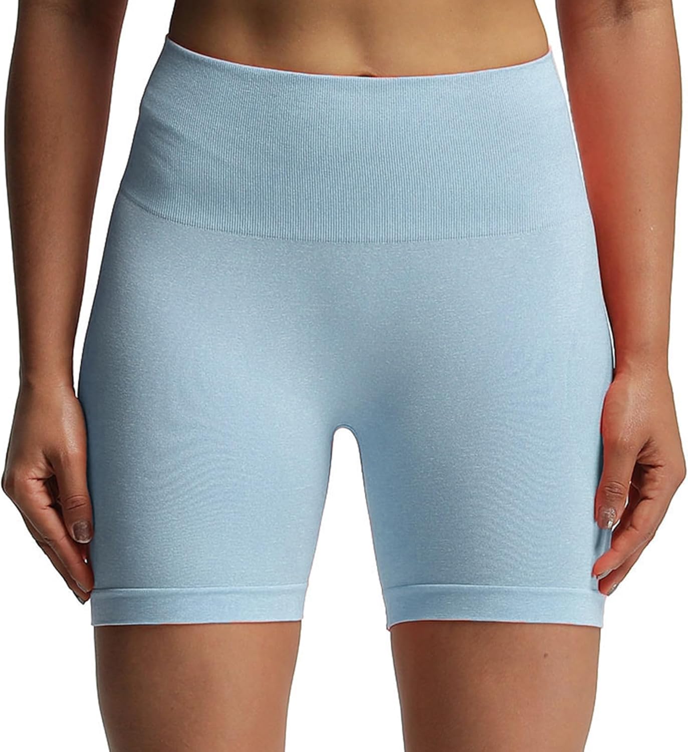 Aoxjox Contour Seamless Shorts for Women High Waist Workout Shorts Gym Biker Shorts Booty Running Yoga Shorts 5quotKentucky Blue Marl
