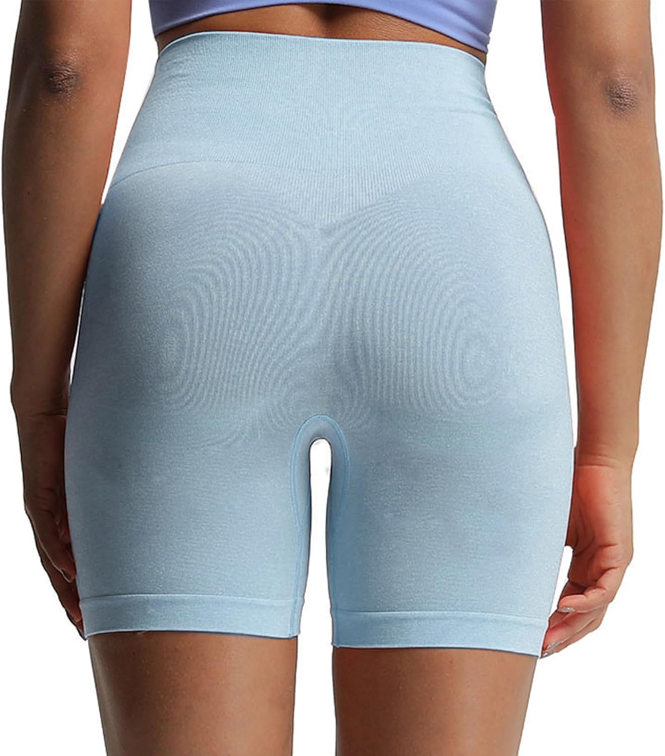 Aoxjox Contour Seamless Shorts for Women High Waist Workout Shorts Gym Biker Shorts Booty Running Yoga Shorts 5quotKentucky Blue Marl