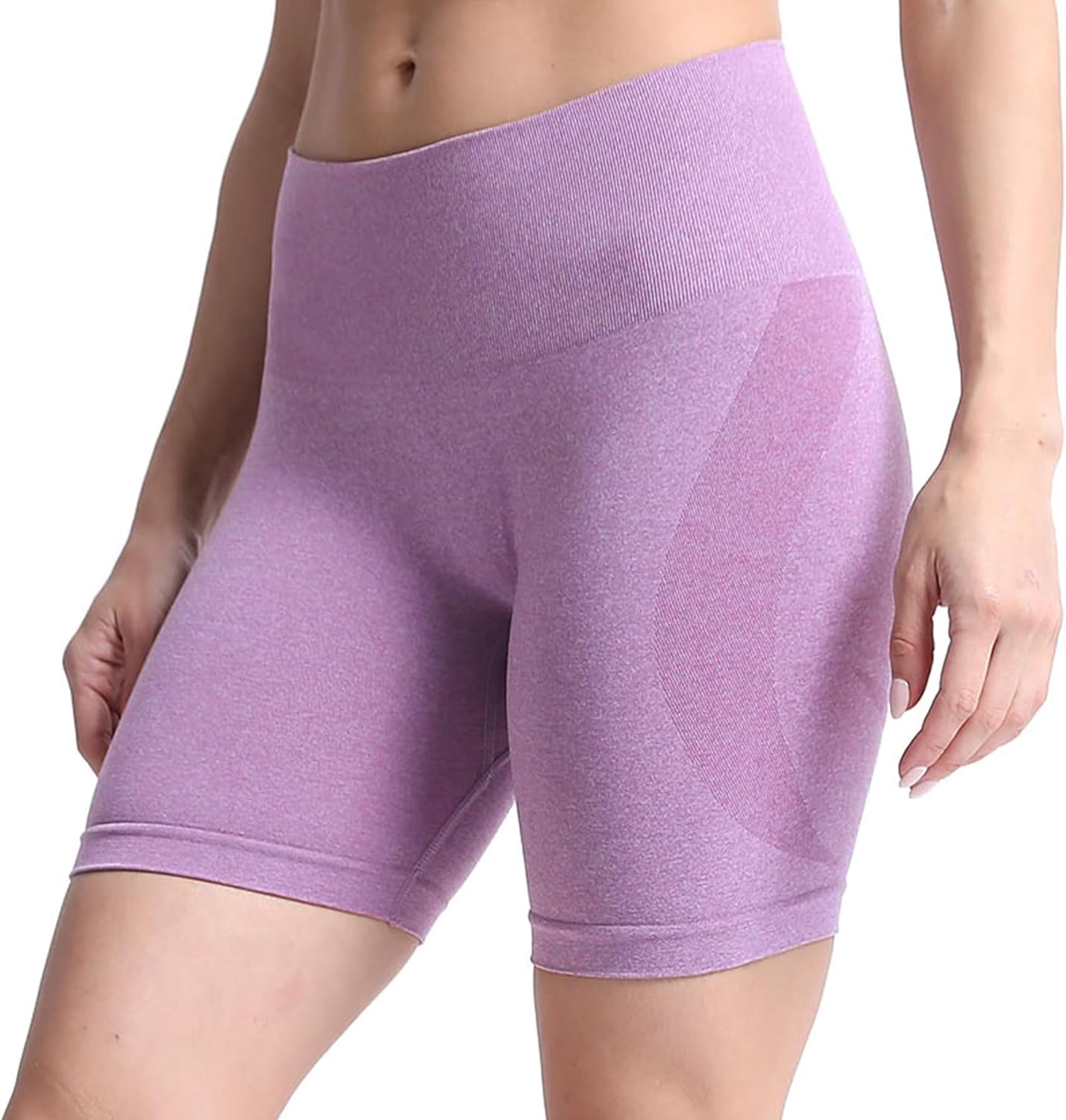 Aoxjox Contour Seamless Shorts for Women High Waist Workout Shorts Gym Biker Shorts Booty Running Yoga Shorts 5quotLupine Marl