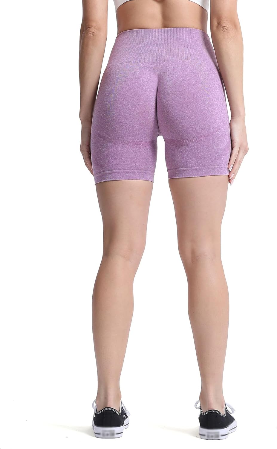 Aoxjox Contour Seamless Shorts for Women High Waist Workout Shorts Gym Biker Shorts Booty Running Yoga Shorts 5quotLupine Marl