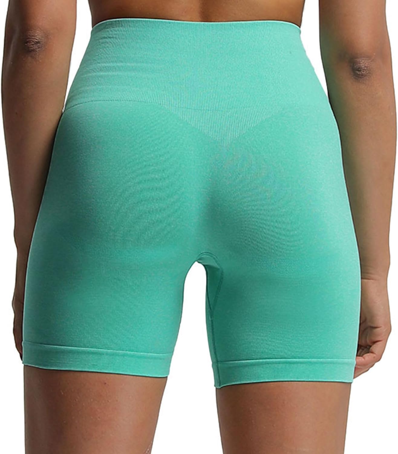Aoxjox Contour Seamless Shorts for Women High Waist Workout Shorts Gym Biker Shorts Booty Running Yoga Shorts 5quotMint Leaf Marl