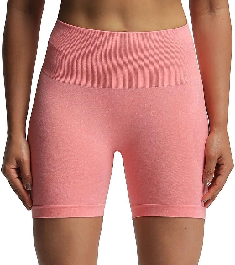 Aoxjox Contour Seamless Shorts for Women High Waist Workout Shorts Gym Biker Shorts Booty Running Yoga Shorts 5quotSalmon Rose Marl